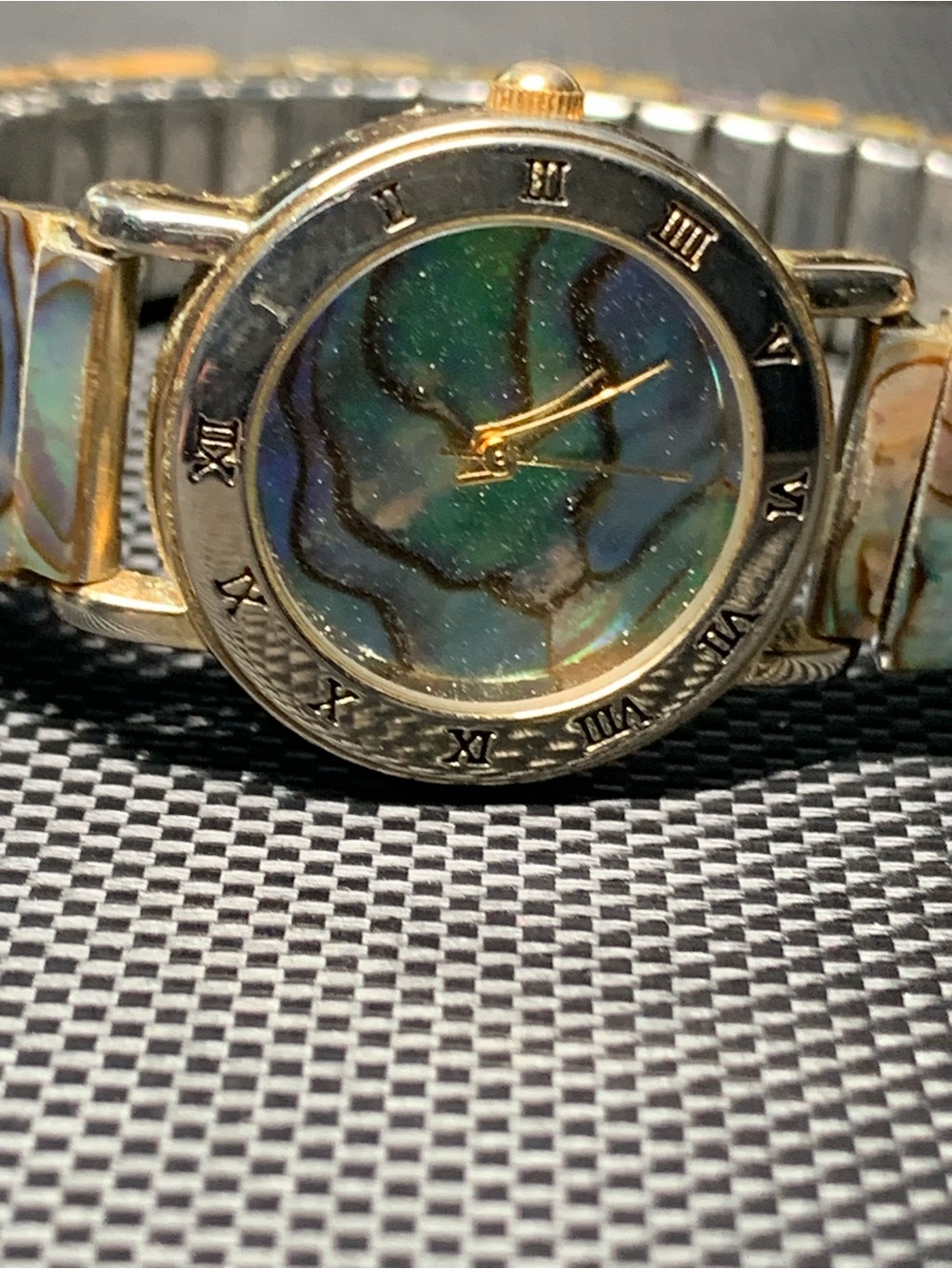 Iridescent Shell Inlay Watch with Gold Tones - Picture 5 of 5